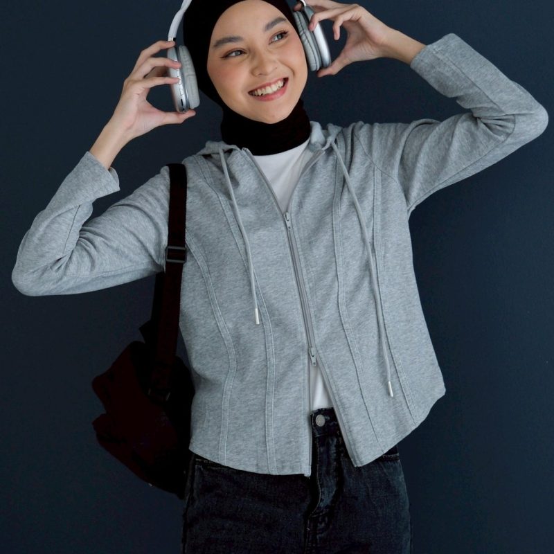 Parisa Hoodie Jacket Kode 298F Grey
