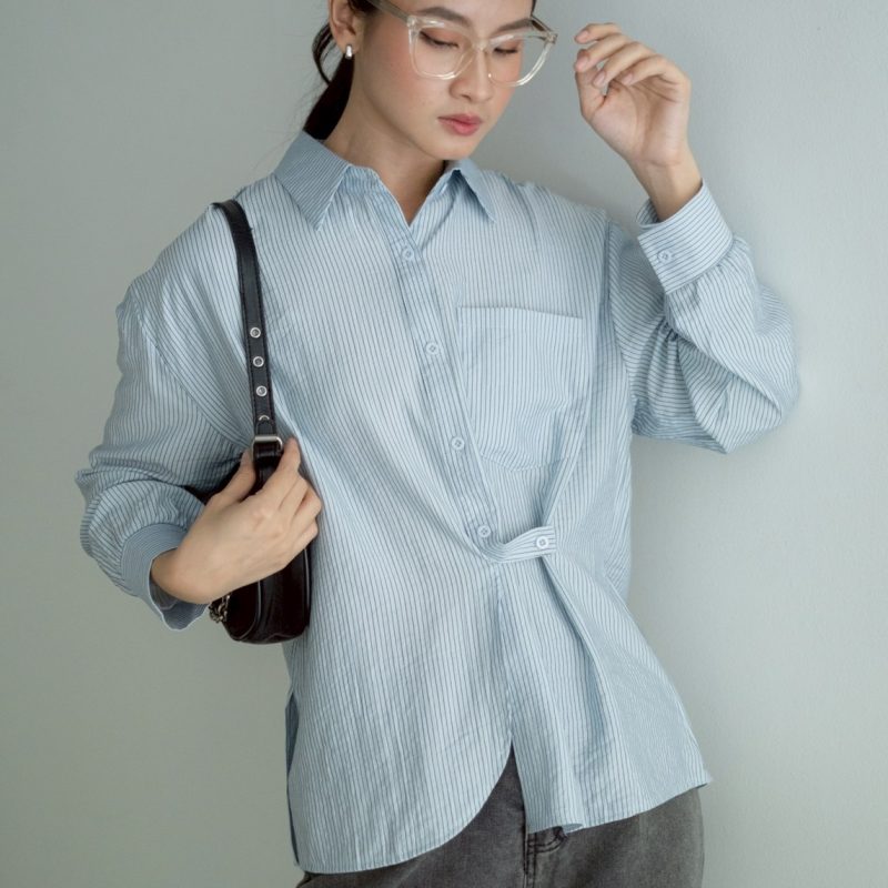 Aisy Stripe Shiirt Kode 377G Blue